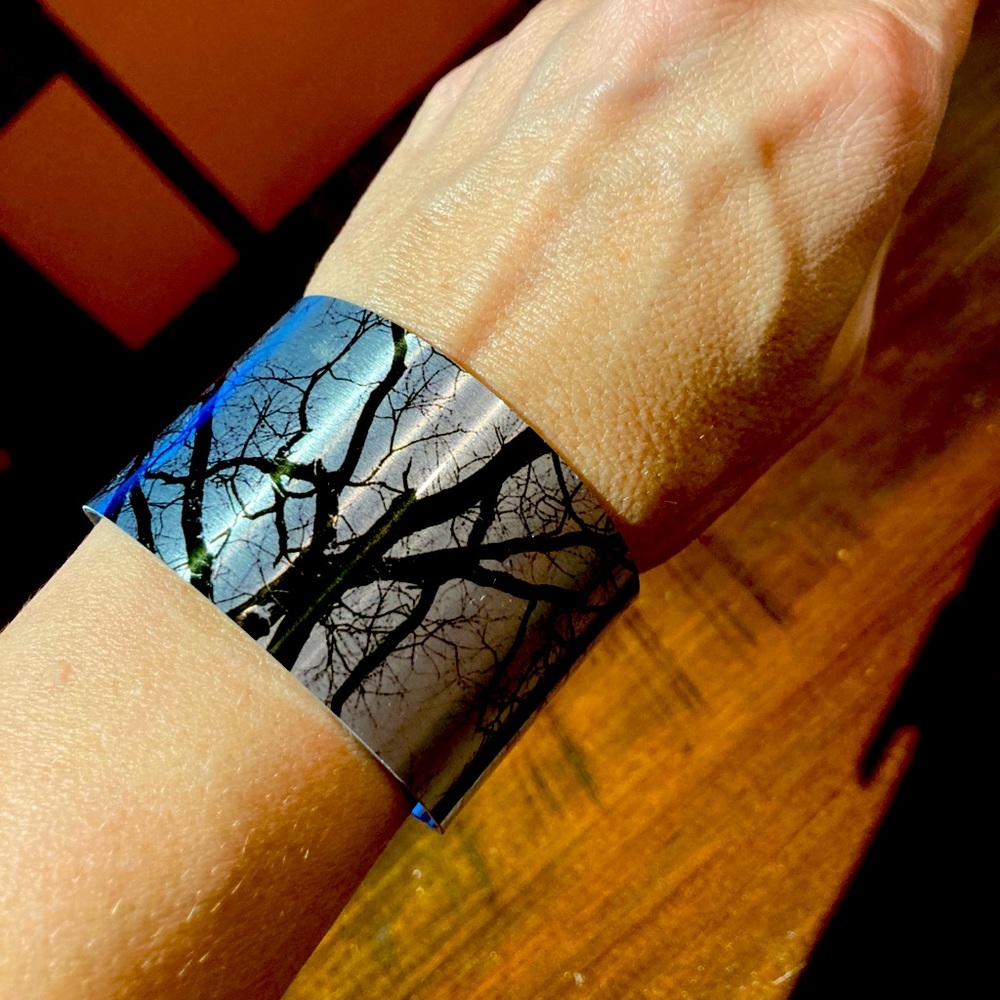 Beautiful cuff bracelet with tree design
